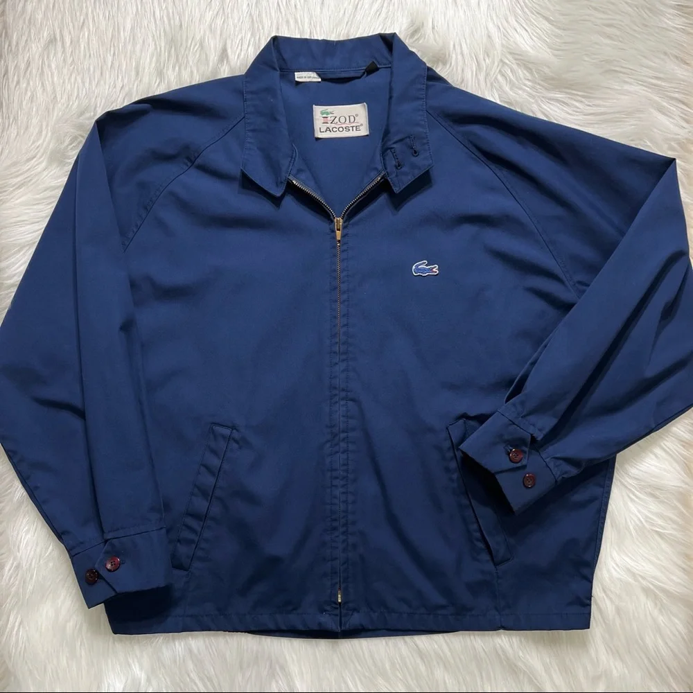 SOLD-Izod Jacket, Mens Navy Blue Alligator Logo Zip Up  Lightweight Jacket - Picture 6 of 9